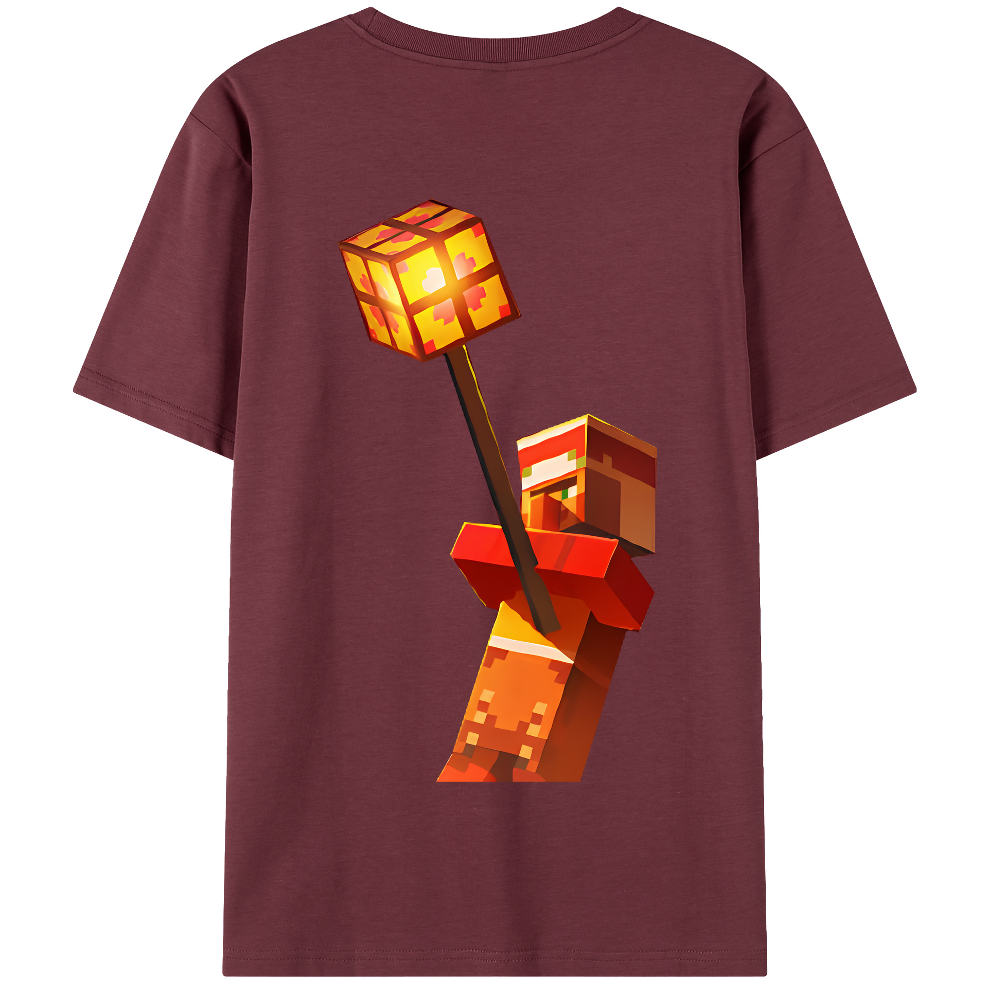 （画像用） マインクラフト ブロックの世界 Minecraft MC Block world 綿100％半袖Tシャツ（背面プリント）